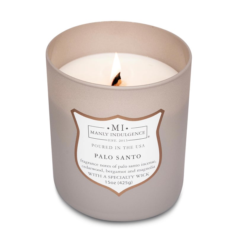 Manly Indulgence Palo Santo Scented Candles for Men, 15 oz Wooden Wick, Premium Soy Blend Wax, 60H Burn, Candles for Home Scented - Made in The USA - Image 4